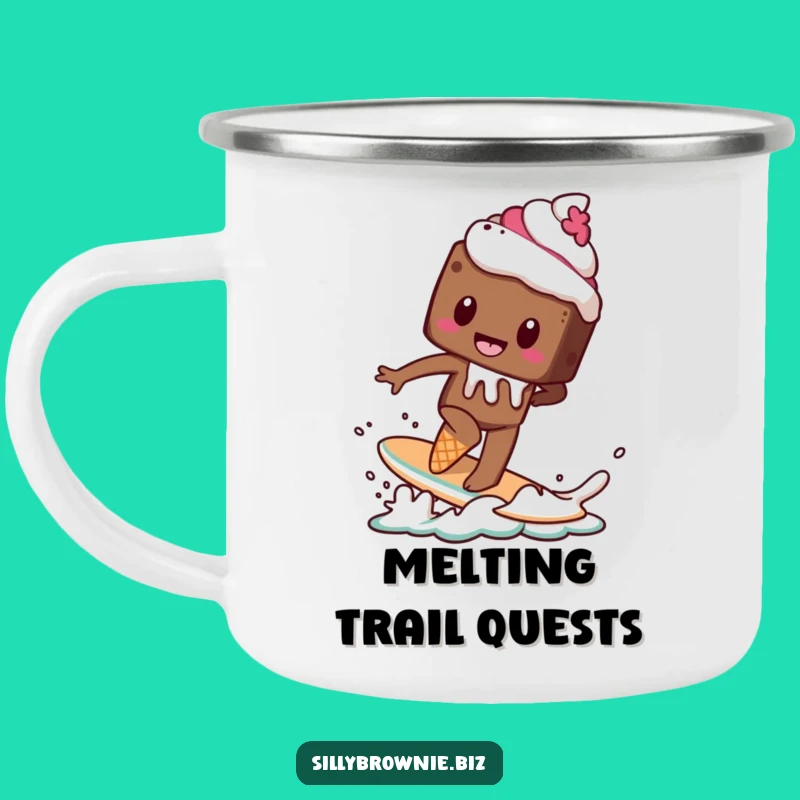 Funny Brownie Surf Camping Mug - Hilarious Melting Dessert Outdoor Gift