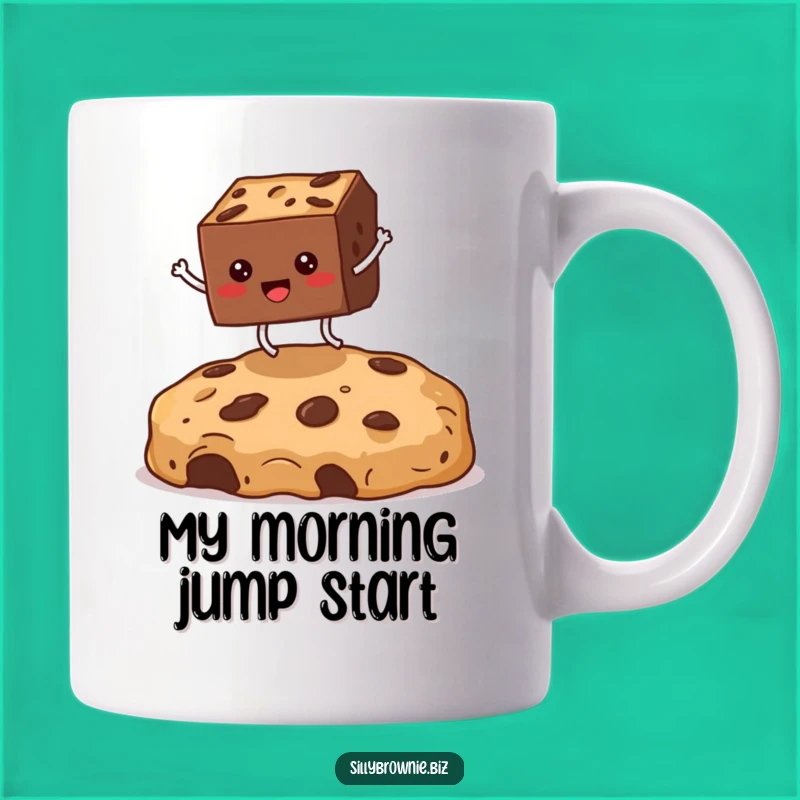 Funny Brownie Jumping Crumb Mug - Hilarious Cartoon Dessert Gift for Bakers