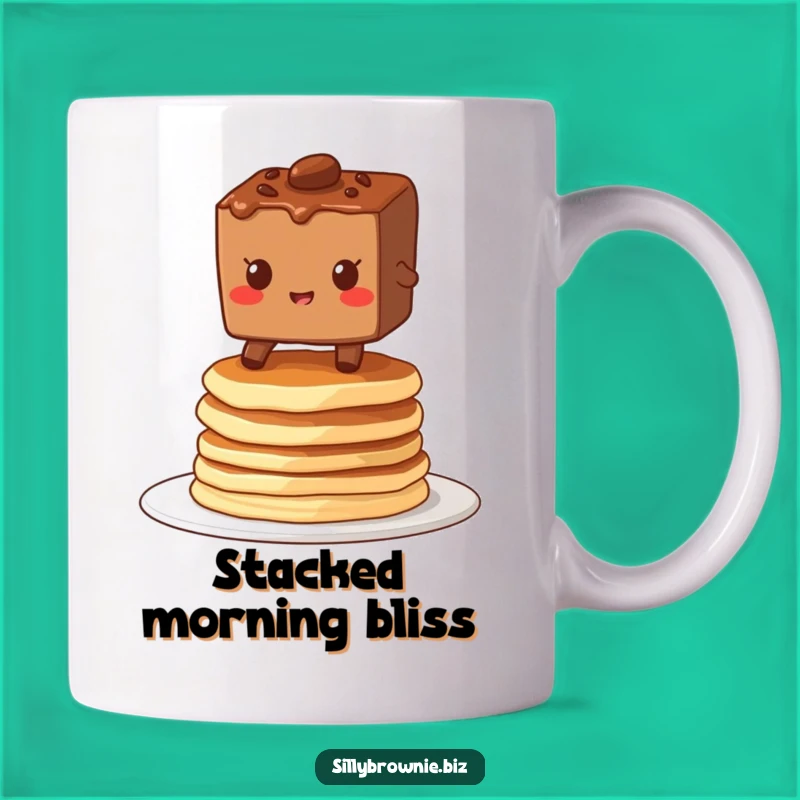Funny Brownie Pancake Mug - Hilarious Breakfast Dessert Balancing Act Gift
