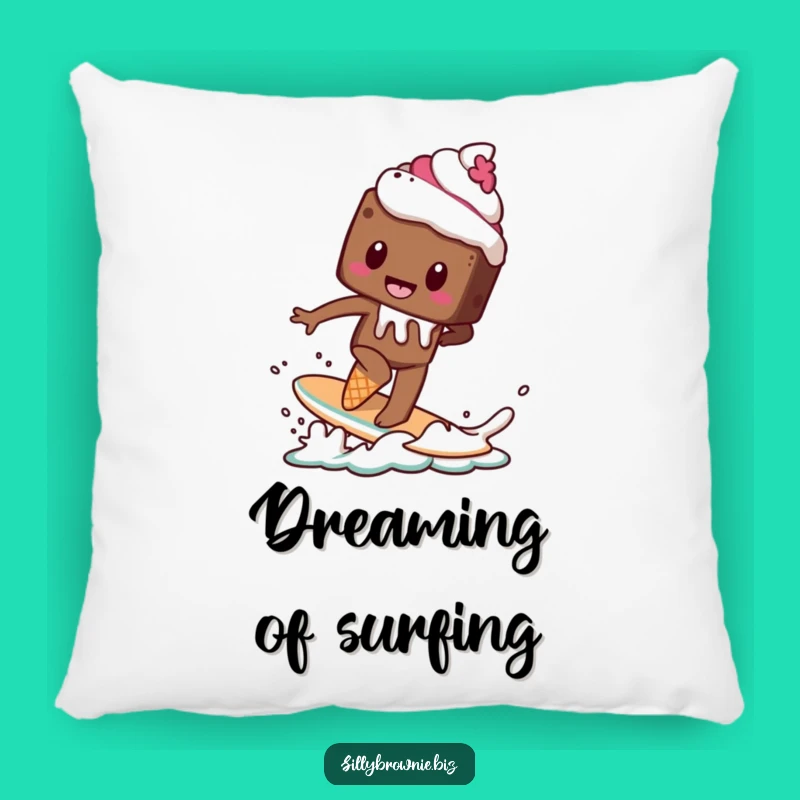 Funny Brownie Surf Pillow - Hilarious Melting Dessert Accent Pillow Gift