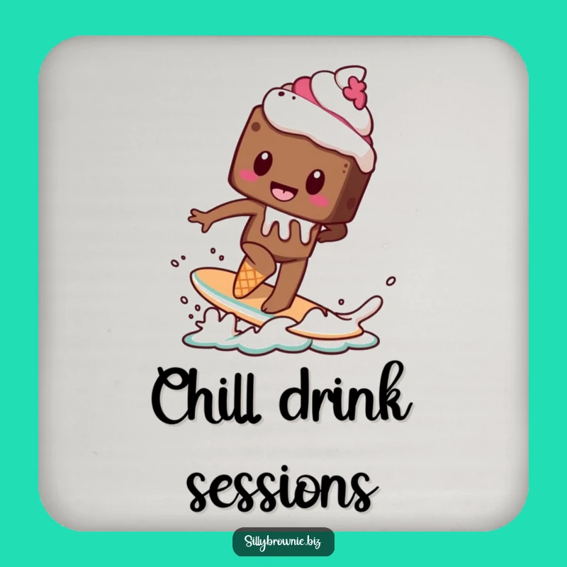 Funny Brownie Surf Coaster - Hilarious Melting Dessert Table Gift