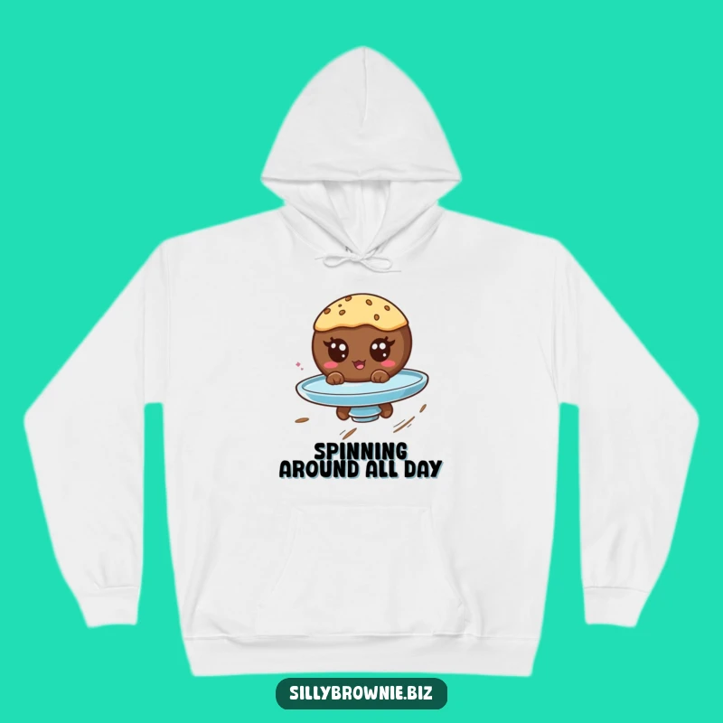Funny Brownie Spinning Hoodie - Cozy Hilarious Googly Eyed Dessert Gift