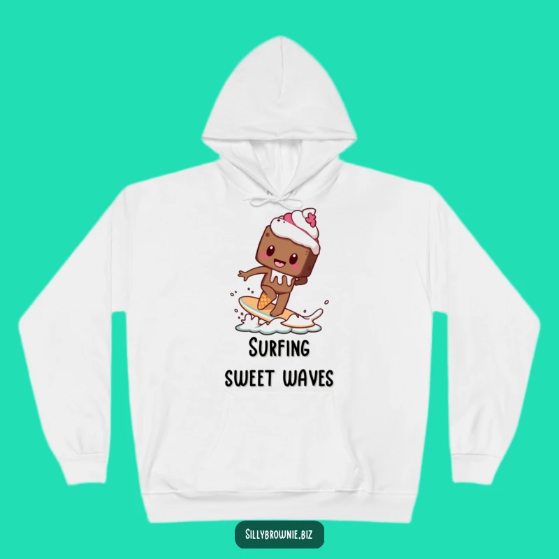Funny Brownie Surf Hoodie - Cozy Hilarious Melting Dessert Adventure Gift