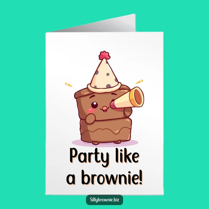 Free Printable Birthday Card: Brownie Party Time with Horn & Hat!