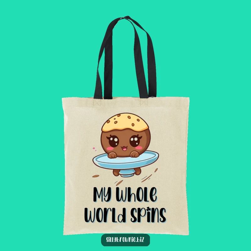 Funny Brownie Spin Tote Bag - Hilarious Googly Eyed Dessert Carryall Gift